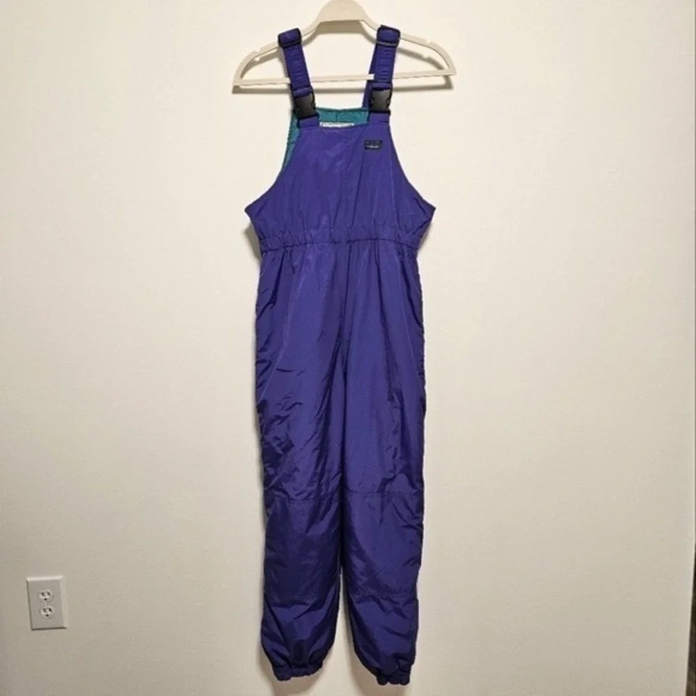VTG L.L. Bean Kids Waterproof Overalls Thinsulate Winter Snow Zip Girls Purple L